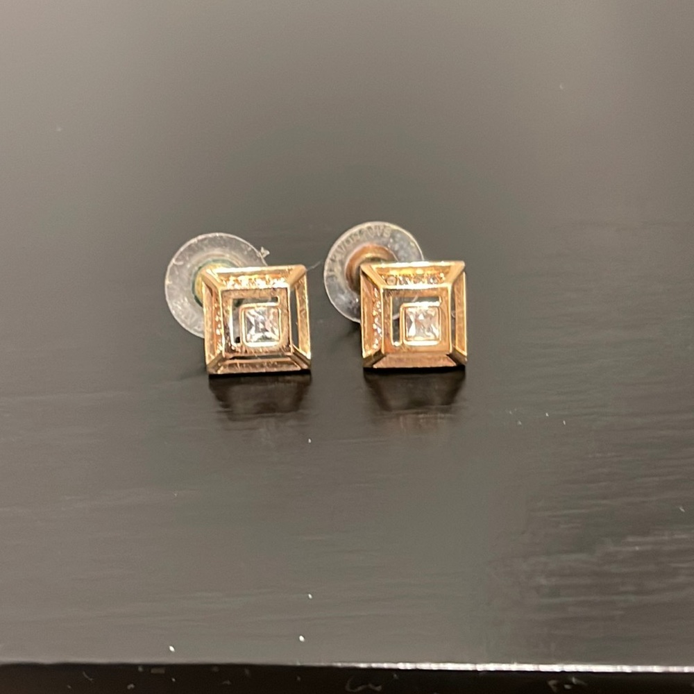 Rose Gold Square Swarovski Earrings